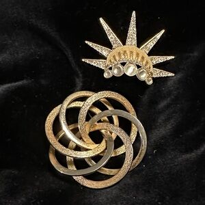 Elegant Gold and Silver Brooch Set